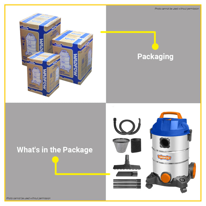 BUILDMATE Wadfow 1200W Wet & Dry Vacuum Cleaner 25L-35L Capacity Household Floor Cleaning Tools WPT