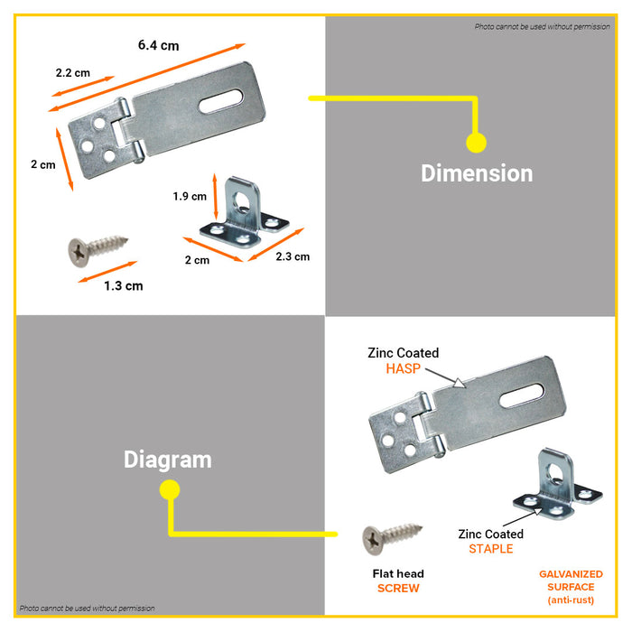 BUILDMATE Wadfow Hasps and Staple 1.5" - 5.5" Galvanized Security Locking Padlock Safety Door Hasp Lock SOLD PER SET - WHT