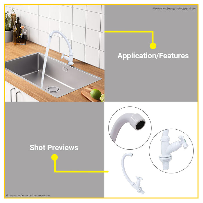 BUILDMATE Maxten PVC Goose Neck Kitchen Faucet Sink Wash Basin Rotatable Sink Faucet
