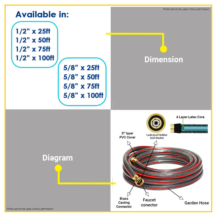 MECO Garden Water Hose with Hose Coupling BLACK with RED •BUILDMATE•