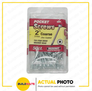 MILESCRAFT Pocket Screw 2" 2-1/2" COARSE Zinc Coated 50PCS/PACK SOLD PER PACK #5205 •BUILDMATE•
