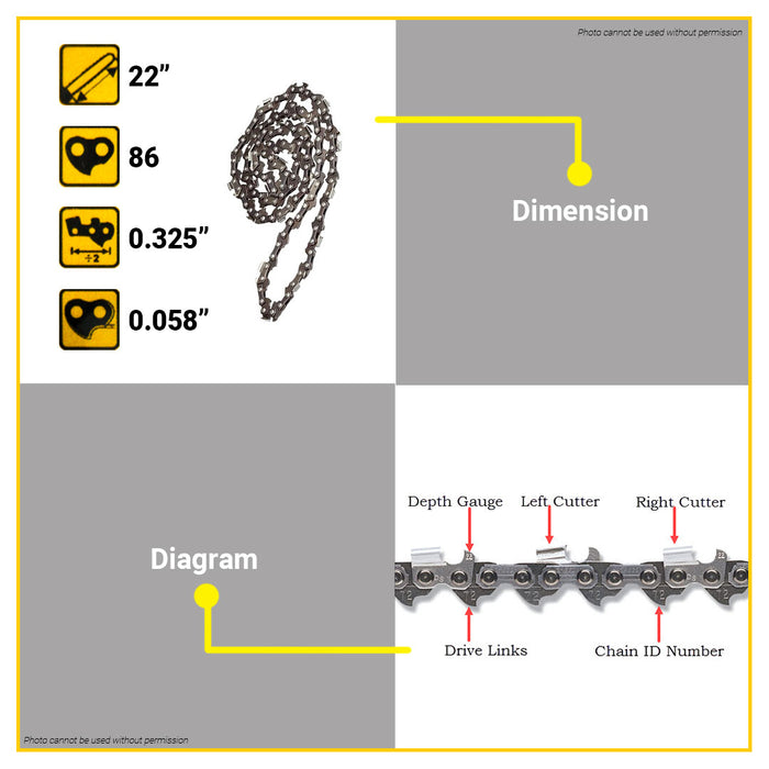 POWERHOUSE 22" Inch  EXTRA Chainsaw Chain Blade •BUILDMATE• PHHT