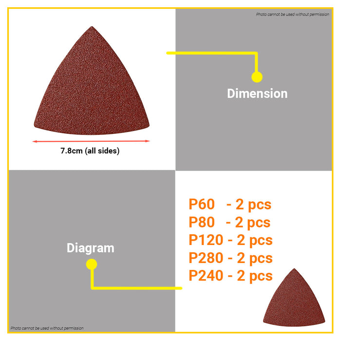 BUILDMATE Wadfow 10PCS/SET Triangular Sandpaper For Multi-Purpose Burr Cutter WMA8K03 - WHT