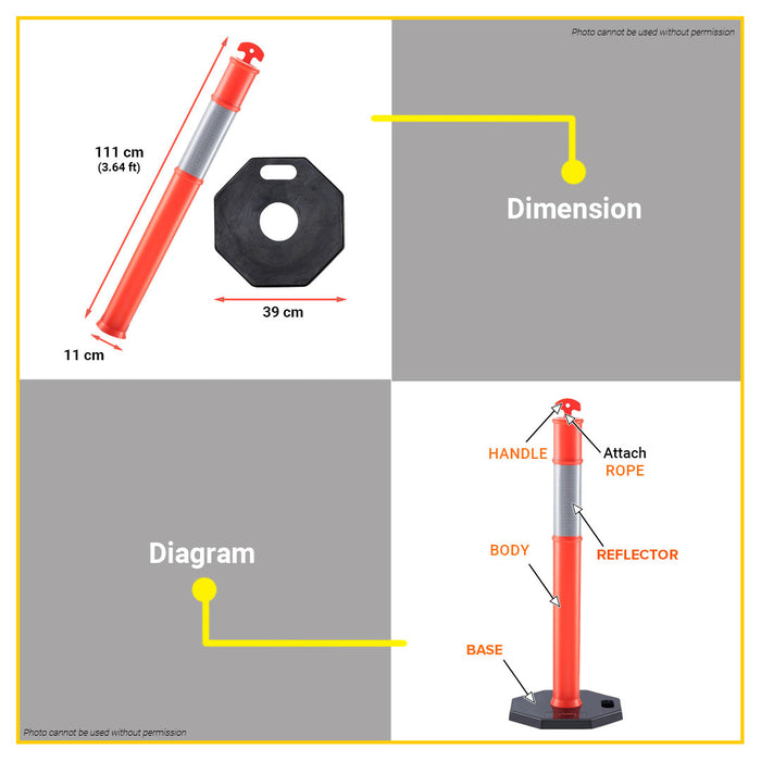 BUILDMATE Wadfow Warning Post Support Base / Traffic Post Reflective Light Sign Barrier Road - WHT