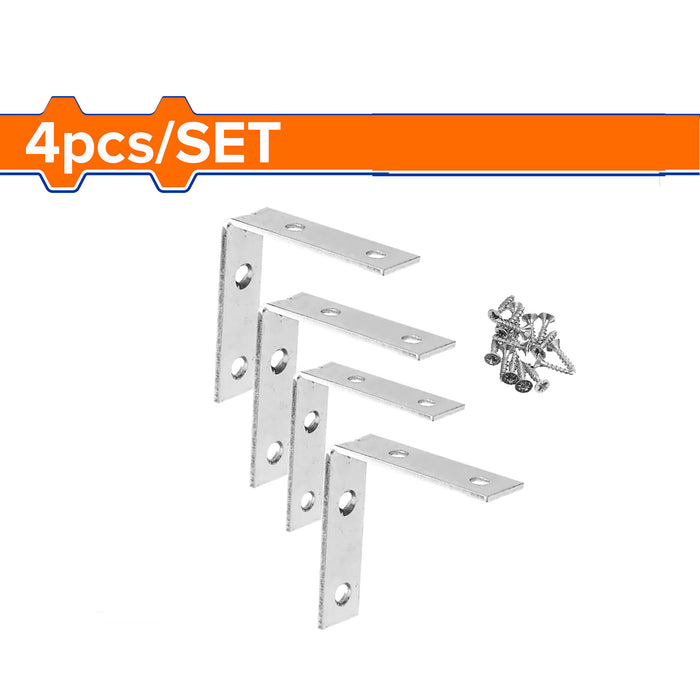 BUILDMATE 4PCS Corner Brace Set 20MM - 100MM Right Angle L Bracket with Screws for Shelves Wood WHT