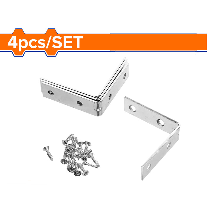 BUILDMATE 4PCS Corner Brace Set 20MM - 100MM Right Angle L Bracket with Screws for Shelves Wood WHT