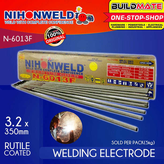 BUILDMATE Nihonweld Special 5KG Welding Rod Electrode 2.5MM | 3.2MM [SOLD PER PACK] General Purpose Rutile Coated Welding Electrode for Stick Arc MMA Welding Machine N-6013 | N-6013F