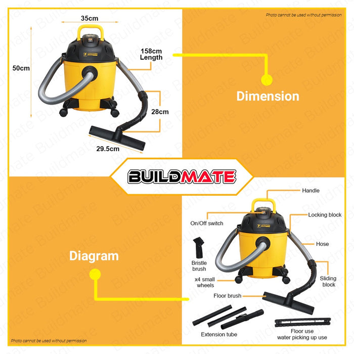 BUILDMATE Powerhouse Wet and Dry Vacuum Cleaner and Blower 6 Gallons - PHPT