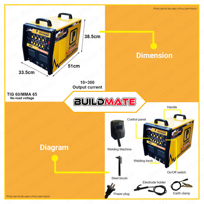 POWERHOUSE 300A AC-DC TIG/MMA PULSE SERIES Inverter Welding Machine TIG300-ACDC-PULSE PHWM