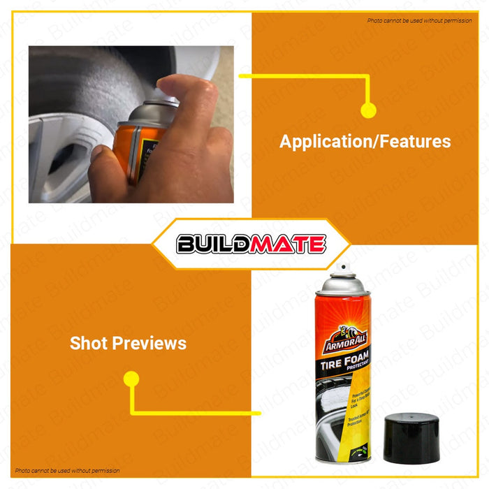 BUILDMATE Armor All 600ML Tire Foam Protectant Cleaner Spray Automotive Cleaner Tools with Foaming Action Removes Brake Dust, Dirt and Grime Cleans Shines & Protect Care Care E303219100