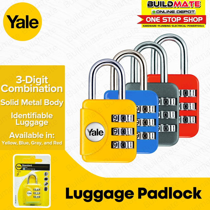 YALE Luggage Padlock Yellow | Blue | Gray | Red SOLD PER PIECE •BUILDMATE•