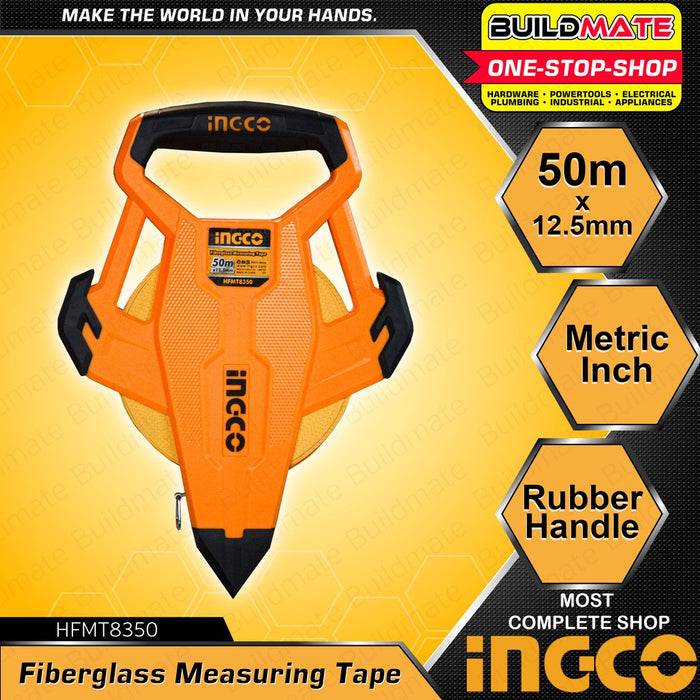 BUILDMATE Ingco Fiberglass Measuring Tape Measure 12.5mm 20M 30M 50M Metric & Inch Meter Ruler • IHT