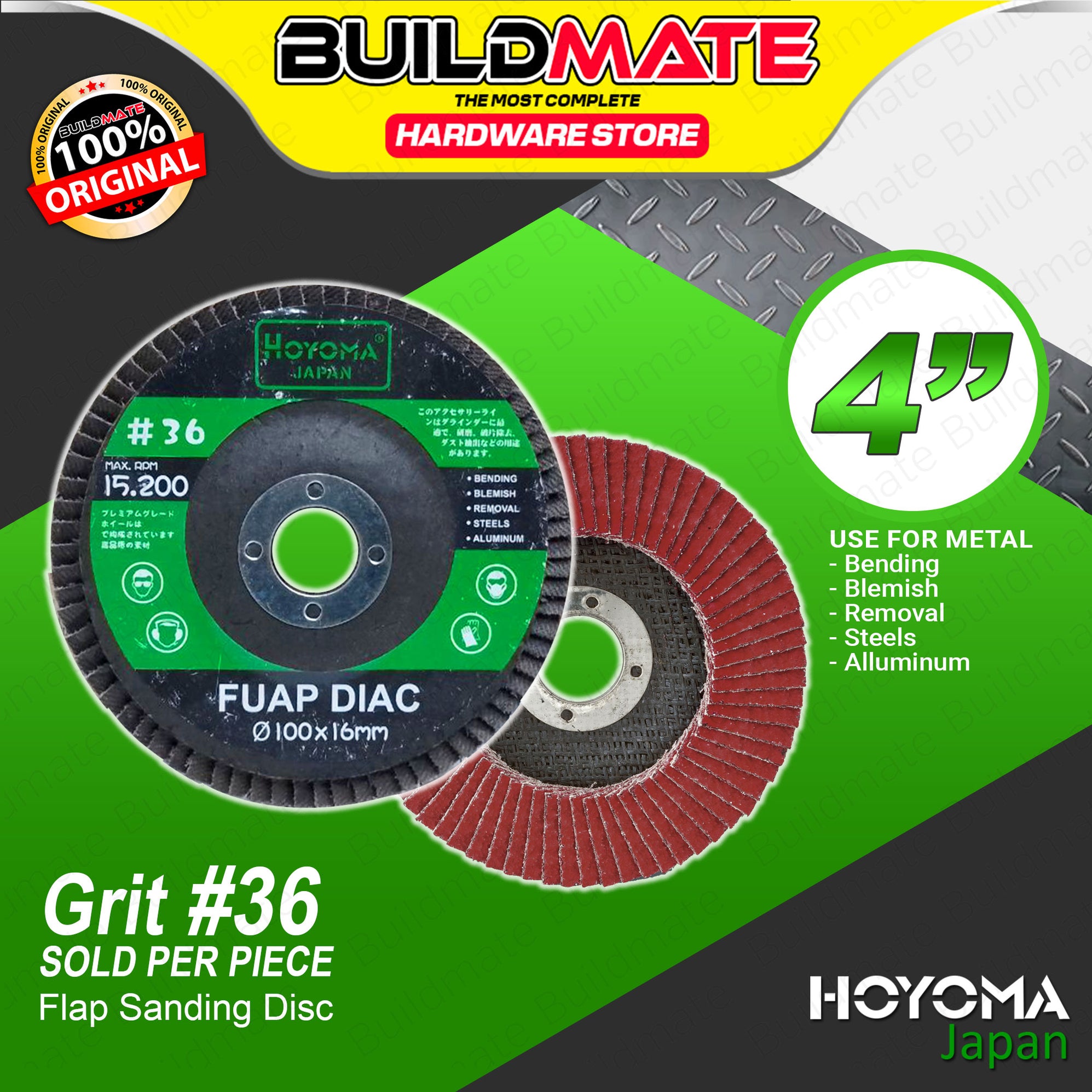 HOYOMA Flap Sanding Disc Sand Paper #4 GRIT #40 | #180 | #240 SOLD PER ...