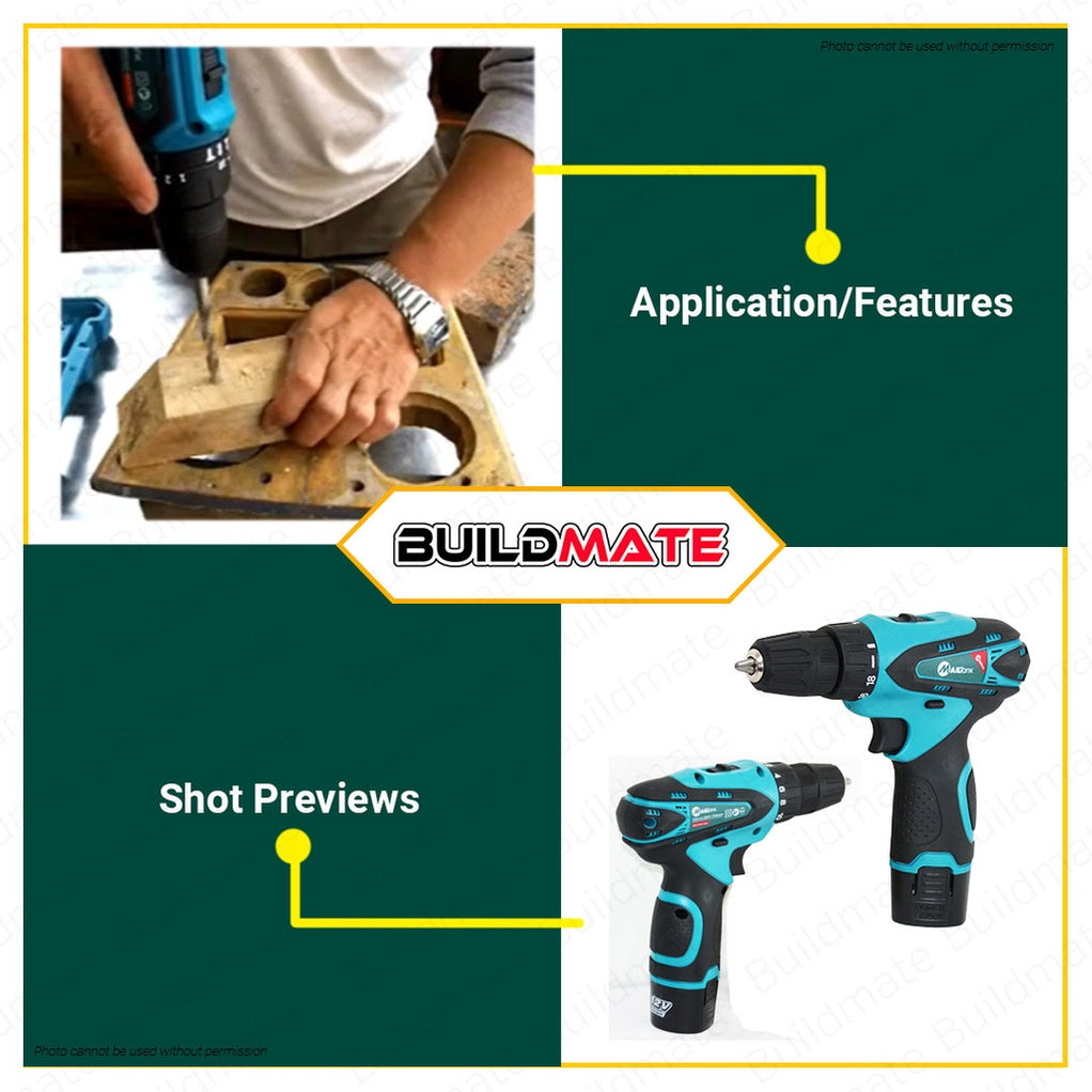MAILTANK 12V Cordless Drill Driver Double-Speed with 2 Li-ion Batterie ...