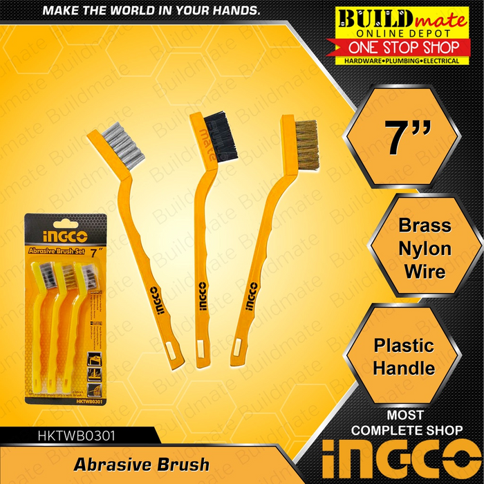 INGCO Abrasive Brush 3PCS/SET 7" HKTWB0301 •BUILDMATE• IHT