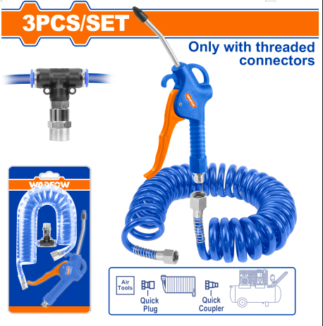 Buildmate x WADFOW Plastic Air Blow Gun Set with 4.2M Hose & T-Fitting WGA6434 WHT
