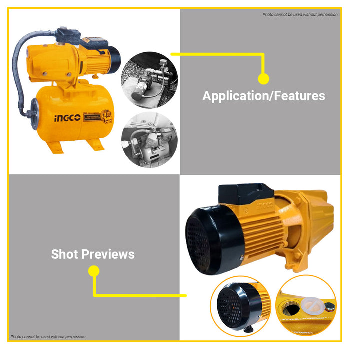 BUILDMATE Ingco 370W Water Jet Pump 0.5HP Booster Shallow Well Water Ejector Pump JP03708-5 - IPT