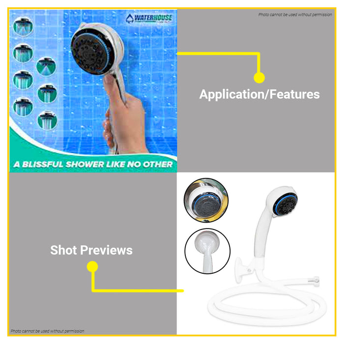 WATERHOUSE by POWERHOUSE ABS 7 Function Single Shower Head White P39-1 •BUILDMATE• PHWH
