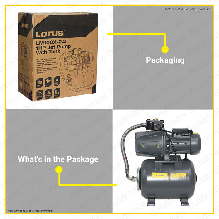 BUILDMATE Lotus 1HP Automatic Jet Pump with Tank 24L Electric Water Transfer Shallow Well Booster Pump For Water Supply LM100X-24L
