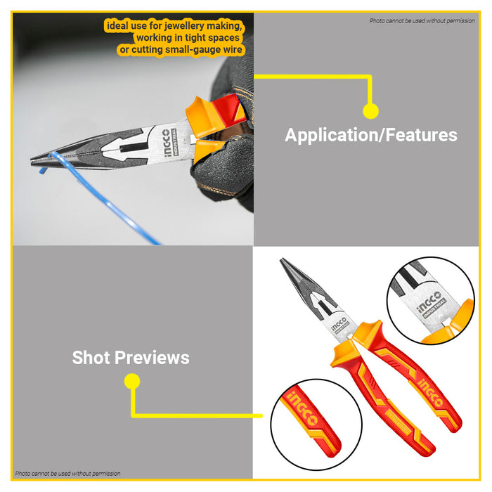 INGCO Insulated Long Nose Pliers 6” HILNP28168  •BUILDMATE• IHT