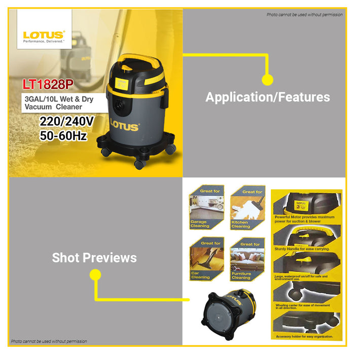 LOTUS Vacuum Cleaner Wet/Dry 3 Gallon LT1828P •BUILDMATE• LPT