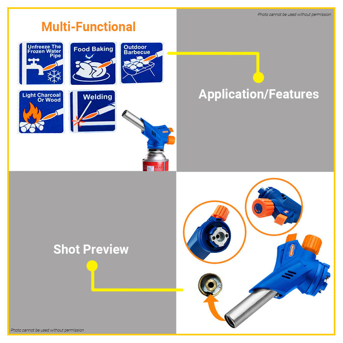 BUILDMATE Wadfow Flame Gun 145mm-195mm Burner Multi-Purpose Butane Gas Torch Heating SOLD PER PIECE WFG1602 / WFG1604 / WFG2602 - WHT