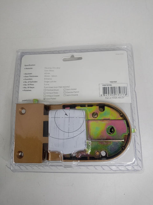 YALE Essential Single Cylinder Rim Lock (Gold Plated) #YEK101GL