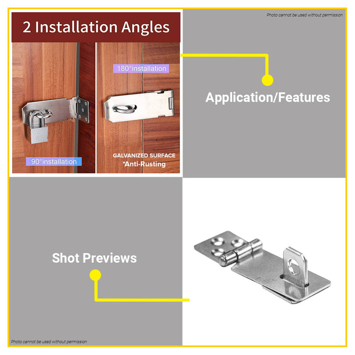 BUILDMATE Wadfow Hasps and Staple 1.5" - 5.5" Galvanized Security Locking Padlock Safety Door Hasp Lock SOLD PER SET - WHT