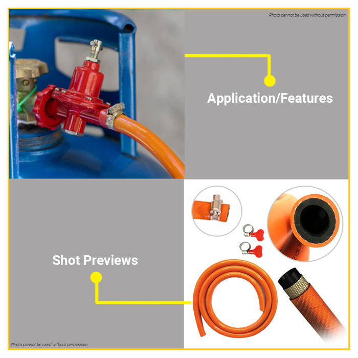 LPG Hose 300 PSI 3/8" x 1.5m High Quality •BUILDMATE•