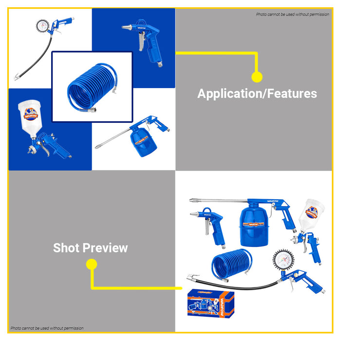 BUILDMATE Wadfow 5PCS/Set Paint Sprayer Air Tools Air Paint Spray Washing Gun Tools WAX1505 - WHT