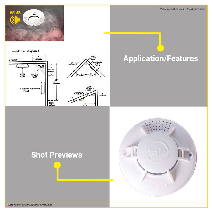 BUILDMATE Wireless Yale Smoke Detector 85dB Fire Alarm with One 9V Battery Fire Early Warning Detector SD2