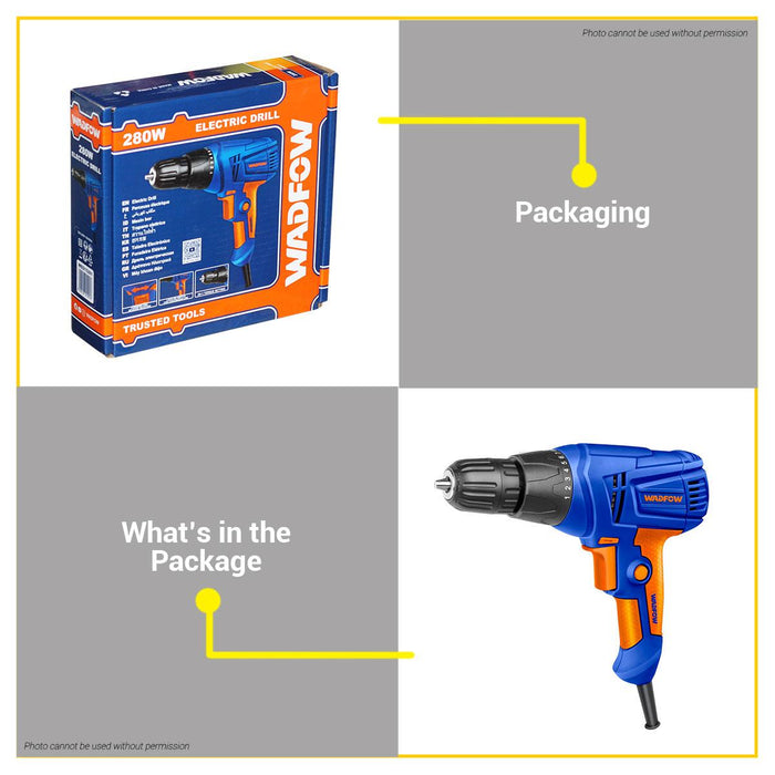 BUILDMATE Wadfow Electric Drill 280W Rotary Drill Driver for Wood, Metal, Plastic and Masonry Drilling Power Tools WED15281 - WPT