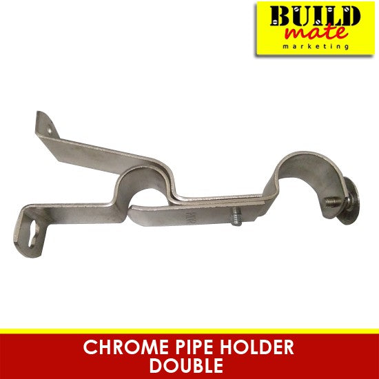 Chrome Curtain Pipe Holder Single / Double SOLD PER PIECE •BUILDMATE•