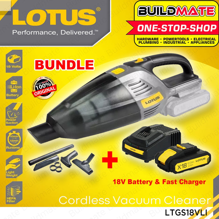 [BUNDLE] LOTUS X-LINE Cordless Vacuum Cleaner 18V LTGS18VLI + LTFC1800 + LTBP18G-2 •BUILDMATE• LCPT