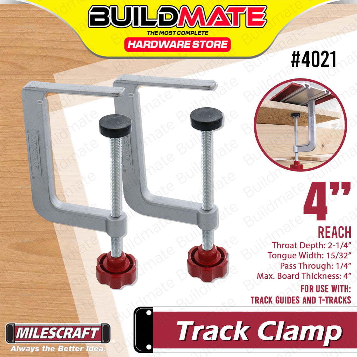 Parallel Guide Milescraft Track BUILDMATE Milescraft 2pcs Track Clamps 4