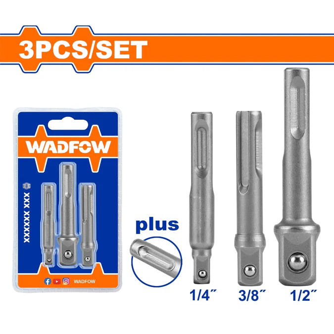 WADFOW 3PCS/Set SDS Plus | Hexagonal Shank Socket Adaptor WSV4K02 | WSV4K03 WHT