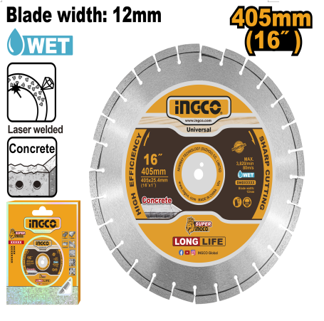 Buildmate x INGCO 16" Diamond Disc Floor Saw Blade 405mm Concrete DMD044053 IHT