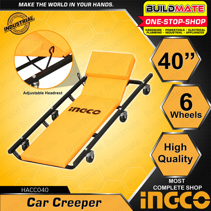 BUILDMATE Ingco Car Creeper 36" | 40" Inch Seat Creeper Garage Auto Car Repair Mechanic Creeper Vehicle Repair Low Profile Automotive Creeper Rolling Seat Adjustable Roller Garage Chair Brake Stool Workshop Car Creeper • IHT