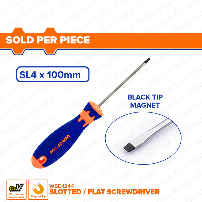 WADFOW 75MM-200MM Slotted Screwdriver Cr-V Flat Head Screw Driver Hand Tool SOLD PER PIECE •BUILDMATE• WHT