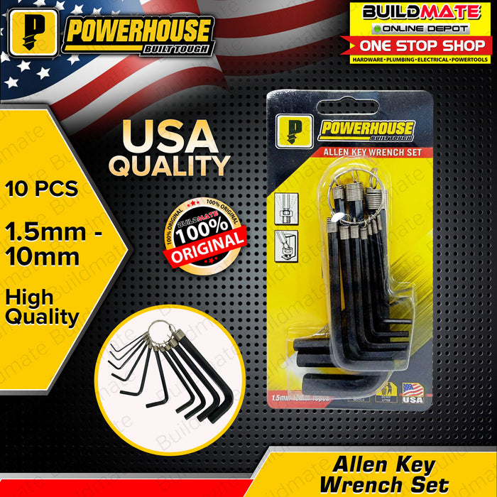 POWERHOUSE Allen Key Wrench Set 1.5mm to 10mm (C136) •BUILDMATE• PHHT