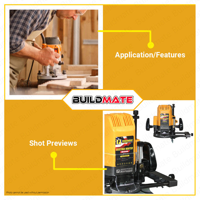 BUILDMATE Powerhouse Electric Router 1650W 12.7mm Plunge Router Laminate Router Trimmer Electric Palm Wood Router Electric Power Wood Plunge Router Machine for Woodworking PHM-3612BR • PHPT