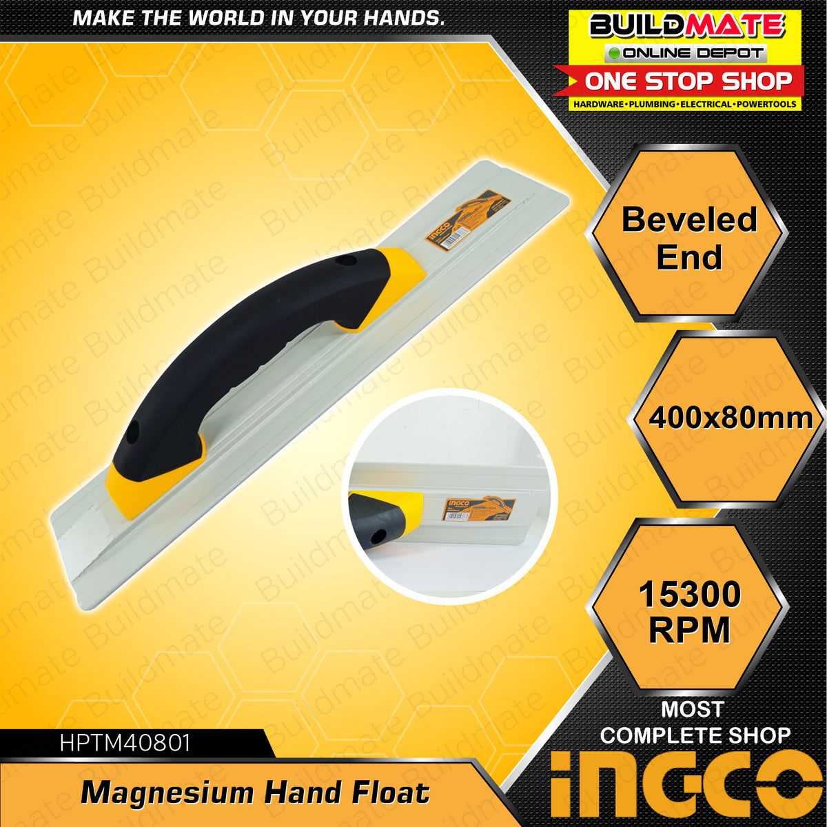 INGCO Beveled End Magnesium Hand Float HPTM40801 •BUILDMATE• IHT ...