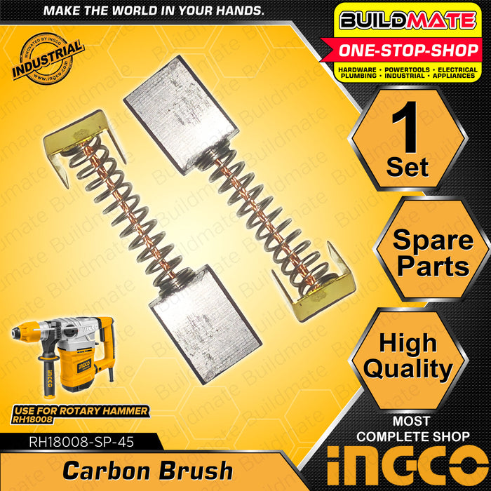 BUILDMATE INGCO 2-piece set carbon brushes for rotary hammer motor, replacement spare parts, sold per box