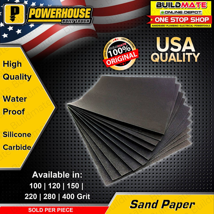 POWERHOUSE Sand Paper Sandpaper Waterproof Silicon Carbide •BUILDMATE ...