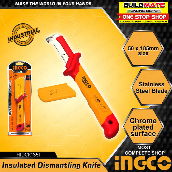 INGCO Insulated Dismantling Knife 50 x 185mm Stainless Steel HIDCK1851 •BUILDMATE• IHT