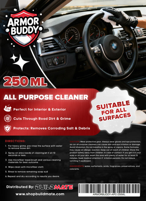 BUILDMATE ARMOR BUDDY Car Care Series Multi All-Purpose Cleaner 250ML | Interior & Exterior Detailing