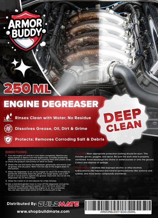 BUILDMATE ARMOR BUDDY Car Care Series Engine Degreaser 250ml | Professional Engine Cleaning & Protection