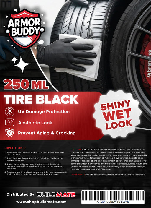 BUILDMATE ARMOR BUDDY Car Care Series Tire Black | Tire Shine & Protectant | 250ml