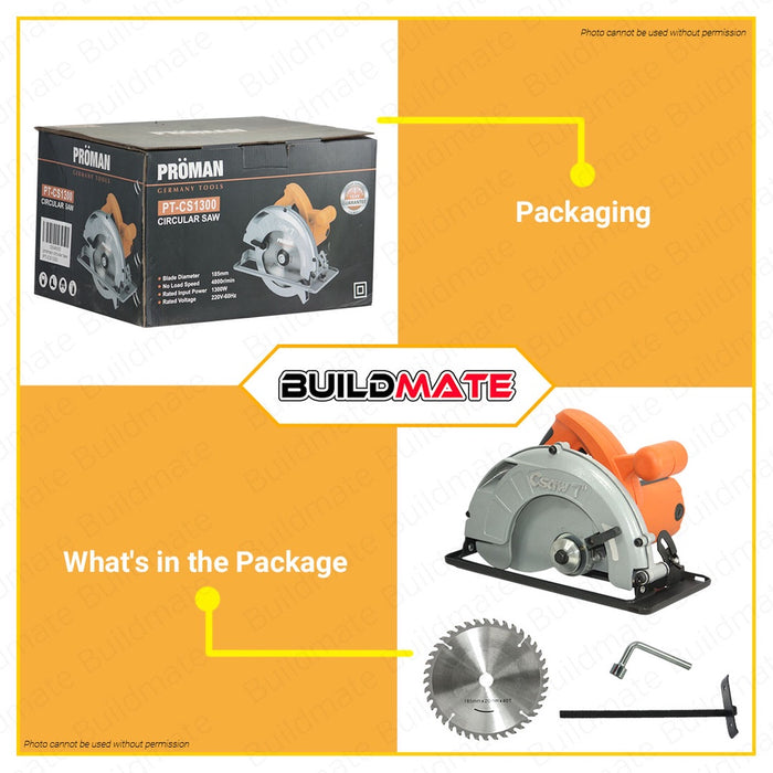PROMAN Circular Saw 1300W CS1300 Heavy Duty •BUILDMATE•
