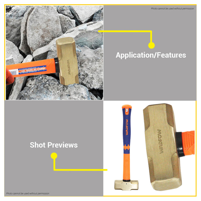 BUILDMATE Wadfow Non-Sparking Sledge Hammer Stoning Maso 3LB - 8LB Fiberglass Handle Large Tool for Wall Smashing - WHT